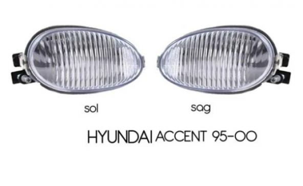 Hyundai Accent Yumurta Kasa 95-00 Sis Lambası Takımı Beyaz 2 Adet - 1