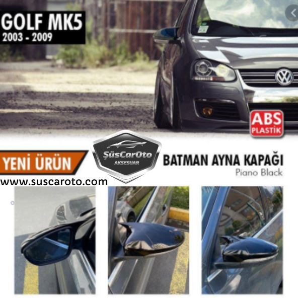 Vw Golf 5 2003-2009 Batman Yarasa Ayna Kapağı Piano Black ABS Plastik