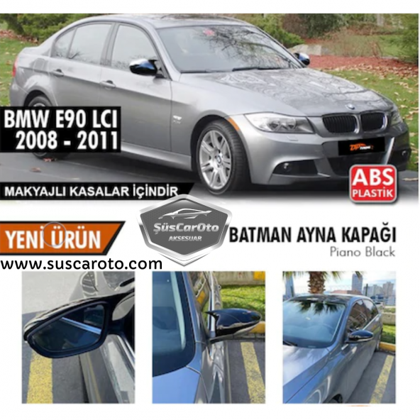BMW E90 LCİ Makyajlı Kasa 2008-2011 3 Serisi Batman Yarasa Ayna Kapağı Piano Black ABS Plastik ürün görseli 1