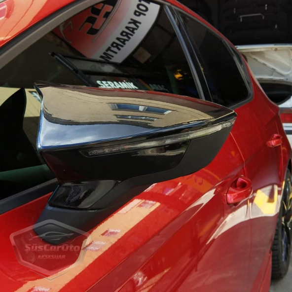 Seat Leon MK3 MK3.5 2012-2020 Batman Yarasa Ayna Kapağı Piano Black ABS Plastik - 8