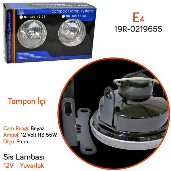 Carub 9 cm Yuvarlak Sis Lambası Beyaz 12V Tampon İçi - 2