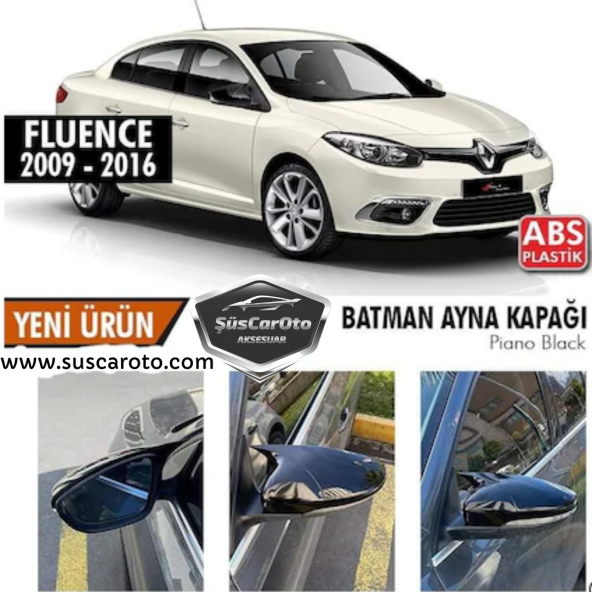 Renault Fluence 2009-2016 Batman Yarasa Ayna Kapağı Piano Black ABS Plastik