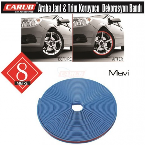 Carub Araba Jant Fitili Lastik Jant Trim Bandı 8 Metre MAVİ