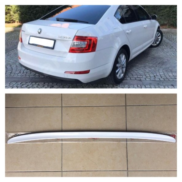 Skoda Octavia Bagaj Üstü Spoiler Bagaj Çıtası Parlak Beyaz - 1