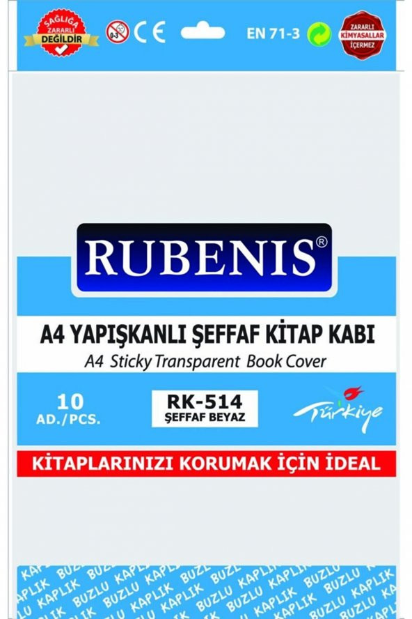 Rubenis A4 Yapışkanlı Buzlu Şeffaf Kitap Kabı Beyaz