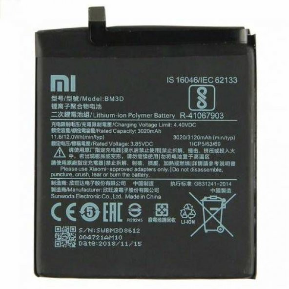 Xiaomi Mi 8 SE BM3D Batarya Pil