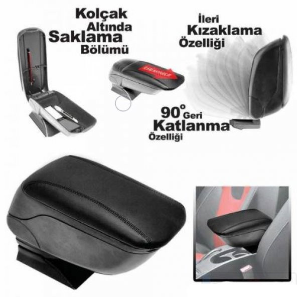 Her Araca Uygun Sürgülü Kol Dayama Kolçağı Oto Araç Kolçak Siyah - 5