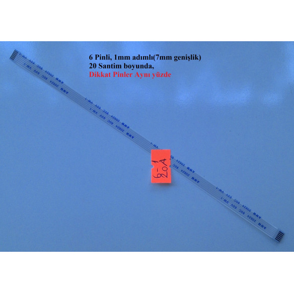 Awm 20624 80C 60V Vw-1 Flex Şerit Kablo 6 Pin 1Mm 20Cm 6-1-20A-2