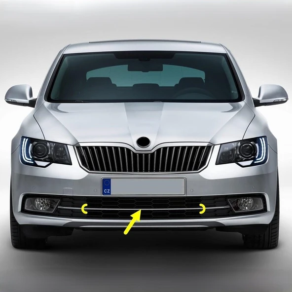 Skoda Superb 2 2014-2015 Ön Tampon Orta Izgara Krom Çıtası 3T0853551A ürün görseli