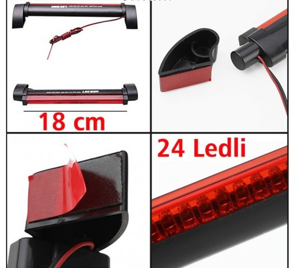 Araç Cam İçi Harici Stop Lambası 24 Ledli Üniversal 12 Volt - 4