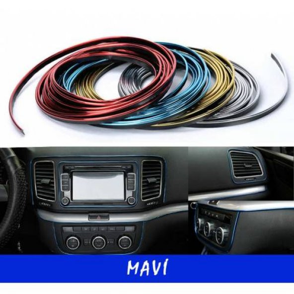 Araç İçi 5 M Fitilli Torpido İp Şerit Dekor Fitil Aparatlı MAVİ - 2