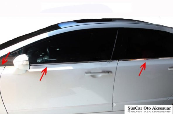 Honda Civic 2006-2011 Sedan Krom Cam Çıtası 4 Kapı 6 Parça P.Çelik - 2