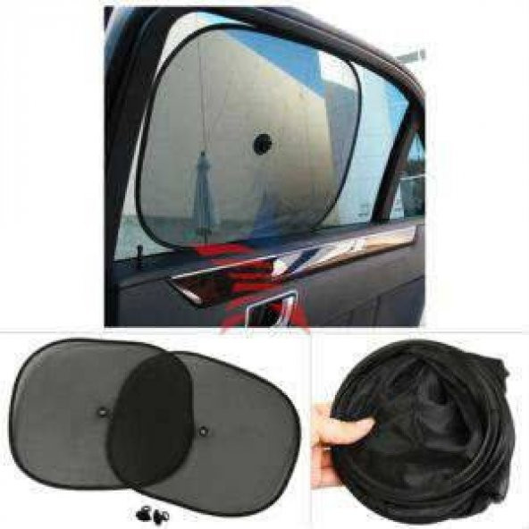 Carub Vantuzlu Yan Cam Perdesi Düz Siyah Cam Güneşliği 2 Adet - 2