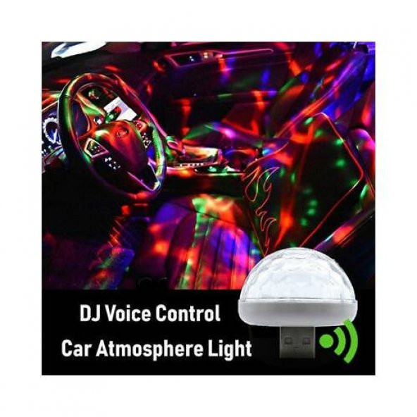 Müziğe Ve Sese Duyarlı Usb Girişli Araç İçi Mini Disko Topu Parti