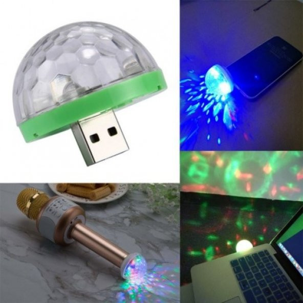 Müziğe Ve Sese Duyarlı Usb Girişli Araç İçi Mini Disko Topu Parti - 2