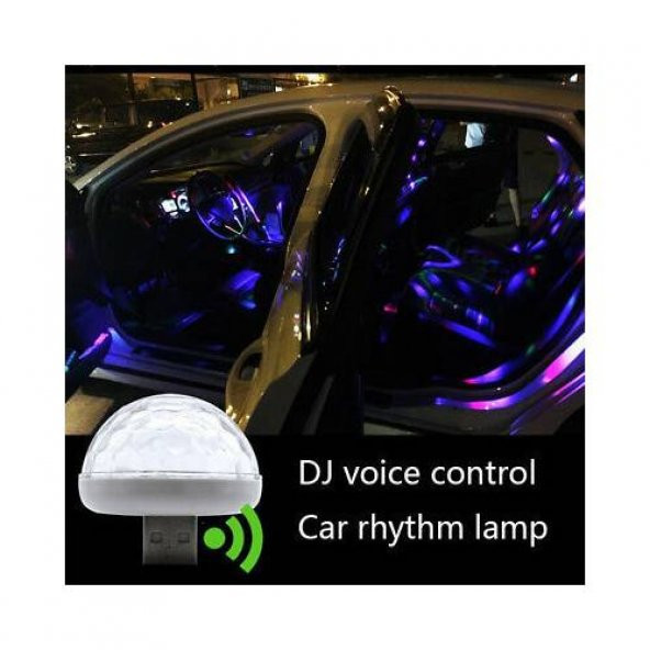 Müziğe Ve Sese Duyarlı Usb Girişli Araç İçi Mini Disko Topu Parti - 3