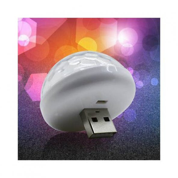 Müziğe Ve Sese Duyarlı Usb Girişli Araç İçi Mini Disko Topu Parti - 7