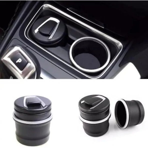 BMW Tip Bardaklıklı Mavi Led Işıklı Spor Oto Araç İçi Küllük - 2