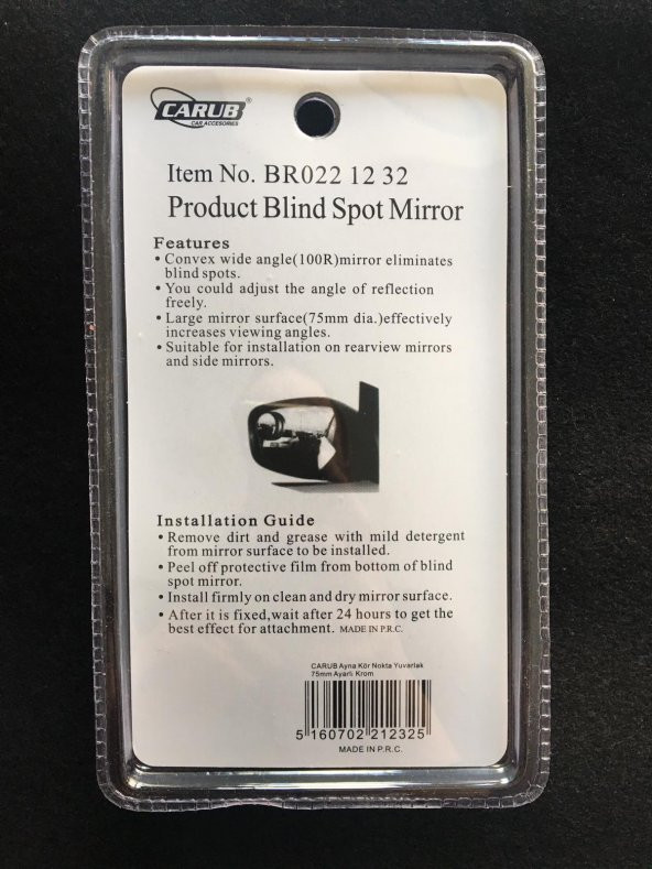 Carub Açısı Ayarlanabilir 75 mm Krom Yuvarlak Kör Nokta Aynası - 5