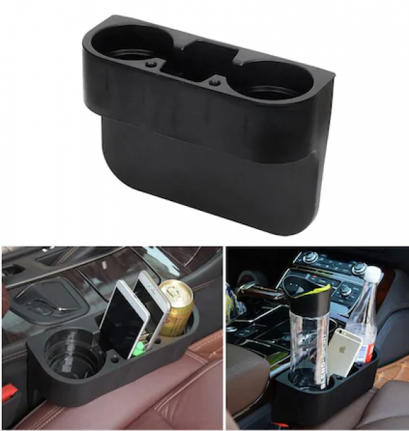 Araç İçi Koltuk Arası ve Başlık Bardak Tutucu, Bardaklık Siyah