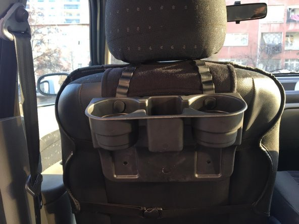 Araç İçi Koltuk Arası ve Başlık Bardak Tutucu, Bardaklık Siyah - 3