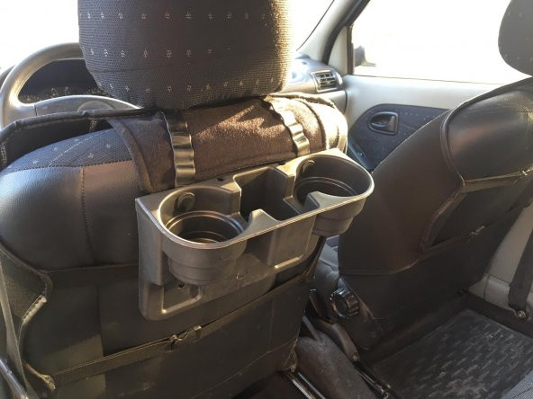 Araç İçi Koltuk Arası ve Başlık Bardak Tutucu, Bardaklık Siyah - 6