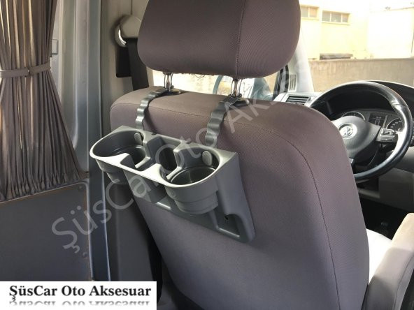 Araç İçi Koltuk Arası ve Başlık Bardak Tutucu, Bardaklık Gri - 2