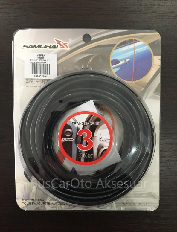 SAMURAİ Araç Kapı Koruma Fitili Çarpma Çizik Önleyici Siyah - 6