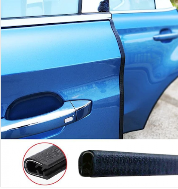 Araç Kapı Koruma Fitili Çarpma Çizik Önleyici Fitil U Tip Siyah 5 Metre - 2