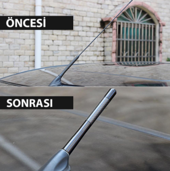 Oto Araç Anten Karbon Desenli Spor Kısa Çubuk Metal Radio Anteni - 5