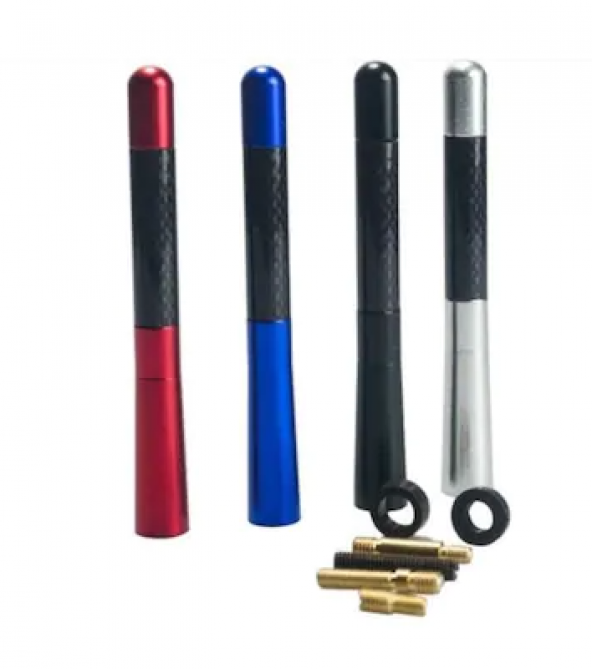 Oto Araç Anten Karbon Desenli Spor Kısa Çubuk Metal Radio Anteni - 12