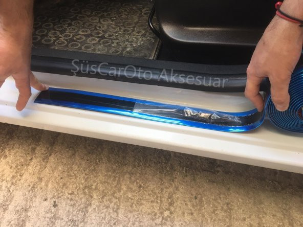 5D Tampon Bagaj Kapı Eşiği Koruyucu Şerit Bant Mavi Piano Black - 6