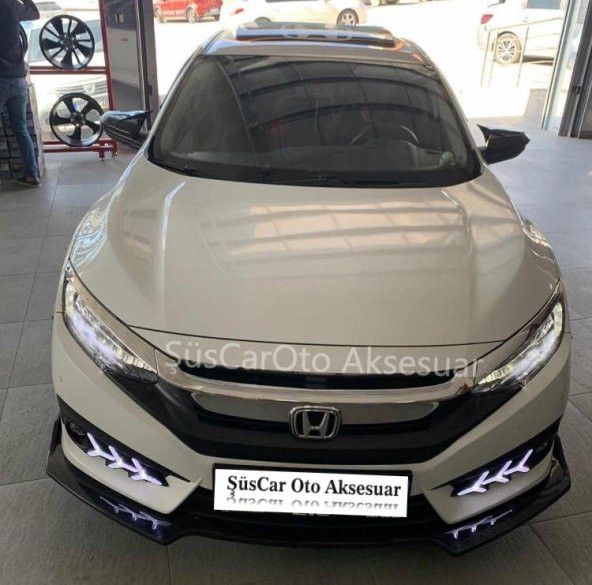 Honda Civic FC5 Esnek 3 Parça Lip Piano Black Flaplı Kanatlı - 2