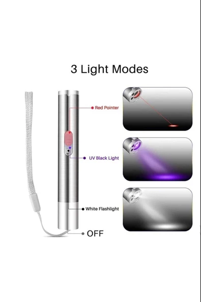 Metal Usb Şarjlı Uv Işık ve Figürlü Kedi Lazeri - 5