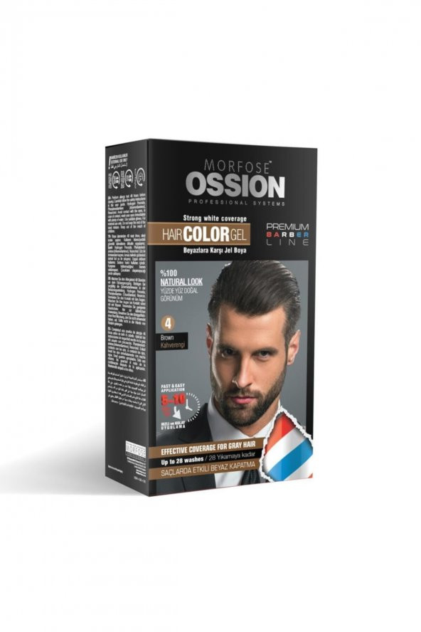 Ossion Premium Barber Erkekler İçin Jel Saç Boyası Kiti Dark Brown No 3 40 ml - 2
