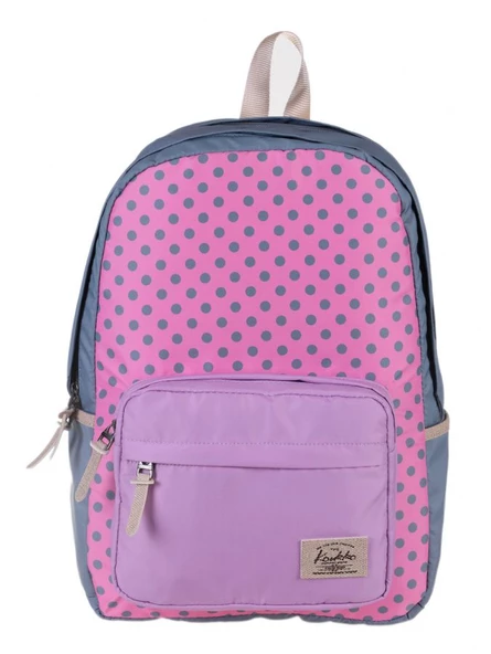 Kaukko 3 Colors Pembe-Gri Puantiyeli Okul ve Günlük Sırt Çantası