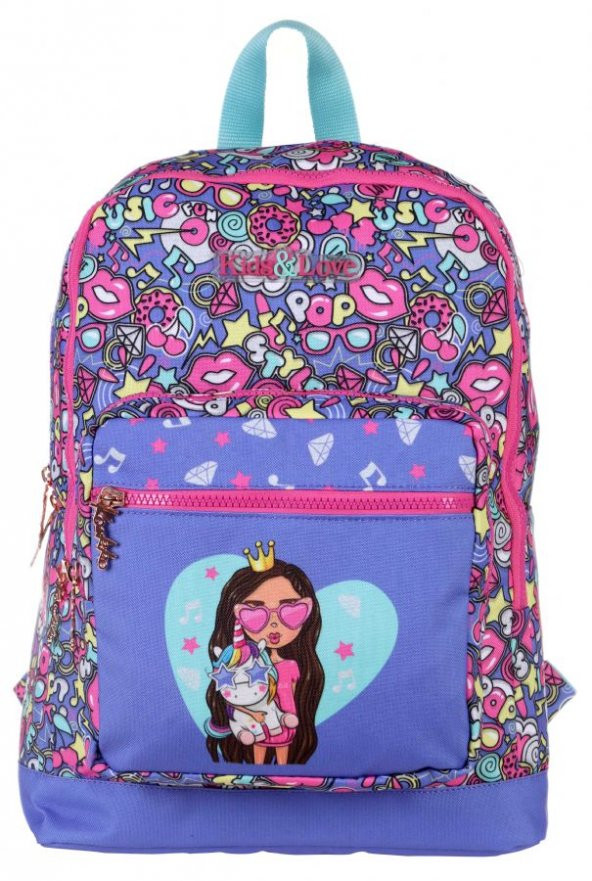 Kaukko Kids&Love Mor Unicorn Girl İlkokul Sırt Çantası - Kız Çocuk