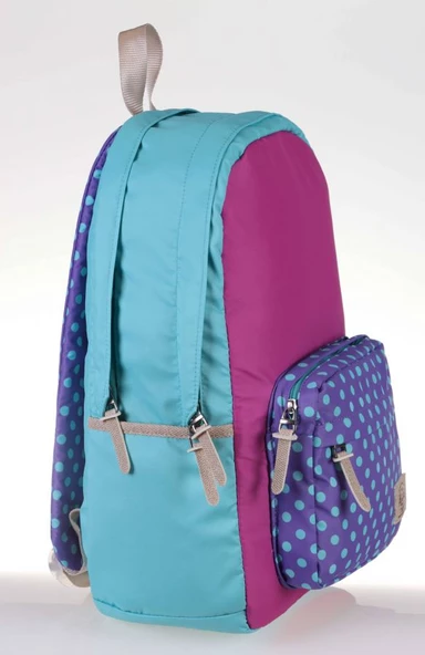 Kaukko 3 Colors Turkuaaz - Mor Puantiyeli Okul ve Günlük Sırt Çantası - 2