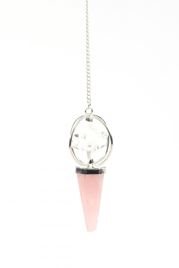 Pembe Kuvars - Kristal Kuvars Doğal Taş Markaba Model Pandül ürün görseli