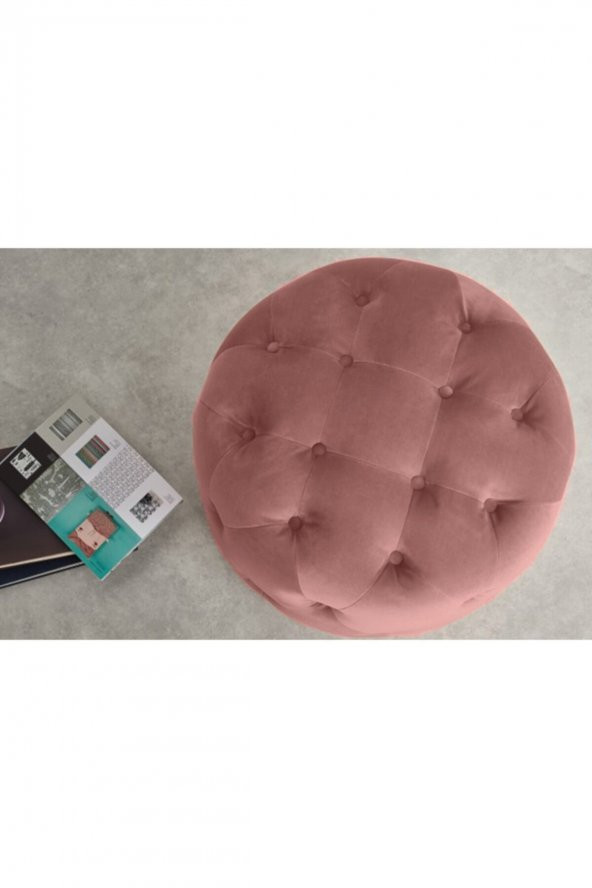 Ünüvar Konsept Puf & Benç Oval-Kapitoneli Silenebilir Kumaş Pembe K1 - 2