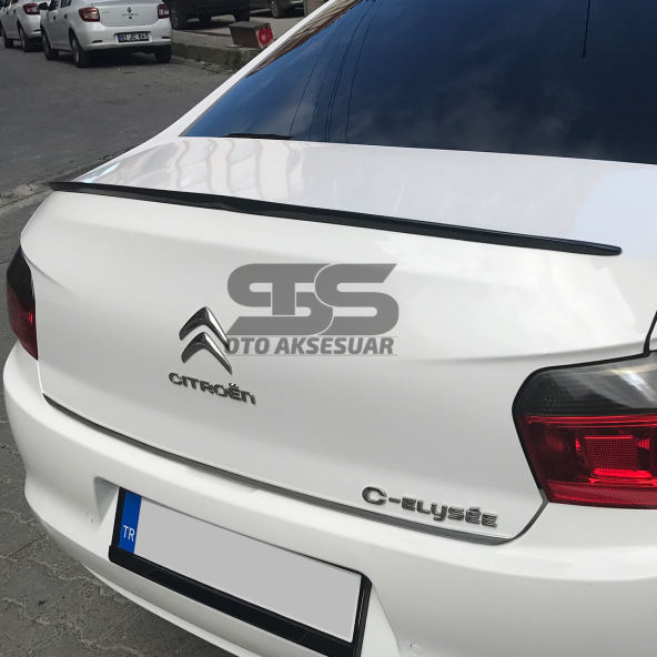 Sts Oto Aksesuar Citroen C Uyumlu Elysee Bagaj Üstü Slim Spoiler Parlak Siyah Piano Black - 12