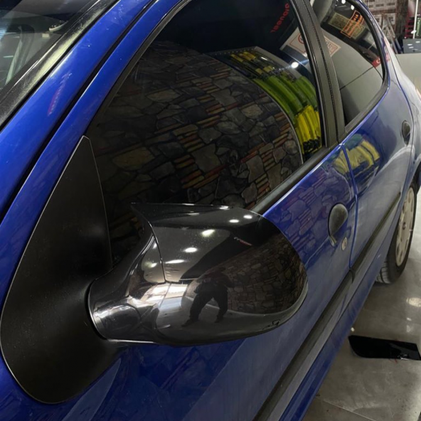 Sts Oto Aksesuar Peugeot 206 1998-2012 Uyumlu Batman Yarasa Ayna Kapağı Piano Black Abs Plastik - 7