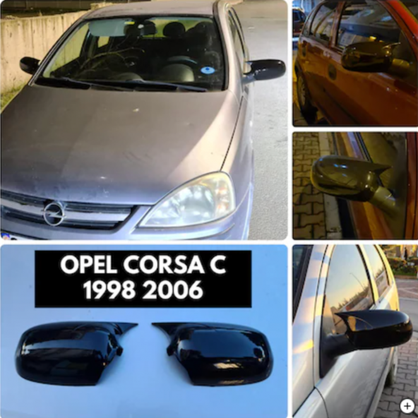 Sts Oto Aksesuar Opel Corsa C 2000-2006 Uyumlu Batman Yarasa Ayna Kapağı Piano Black Abs Plastik - 2