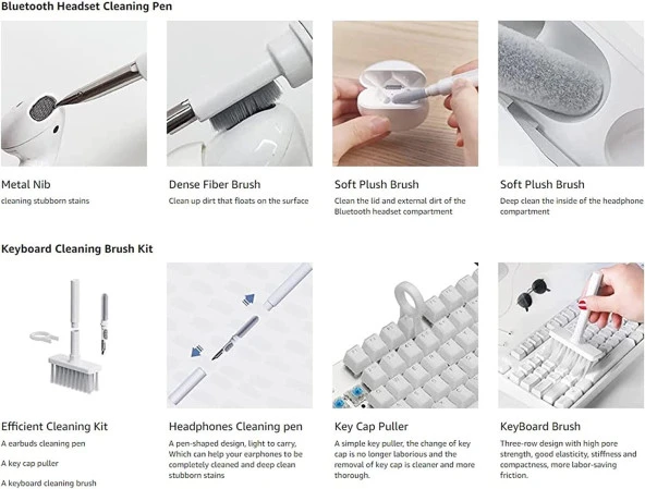 5 Fonksiyonlu Profesyonel Klavye Airports Kamera Kulaklık Temizleme Kiti Gamer  Temizlik Seti - 5