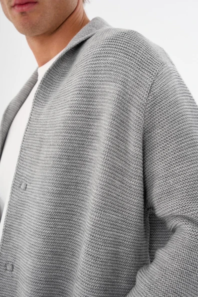 Erkek Regular Fit Çıtçıtlı Cepli Örme Uzun Triko Hırka - 10