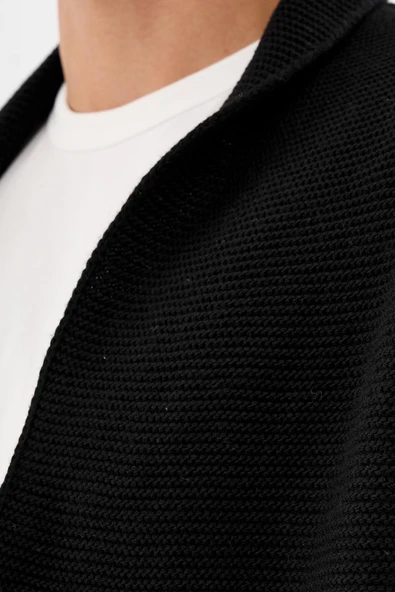 Erkek Regular Fit Çıtçıtlı Cepli Örme Uzun Triko Hırka - 6