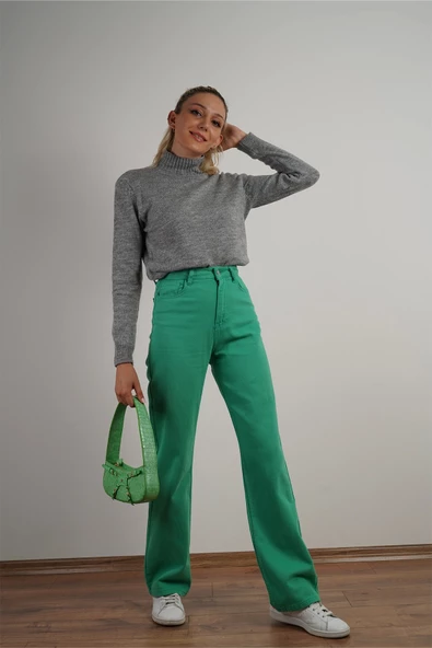 Kadın Balıkçı Yaka Triko Kazak Gri - 5