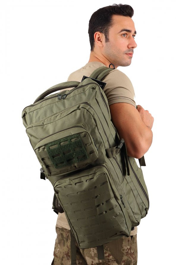 42 Lt Haki Askeri Çanta - Lazer Kesim Taktik Çanta