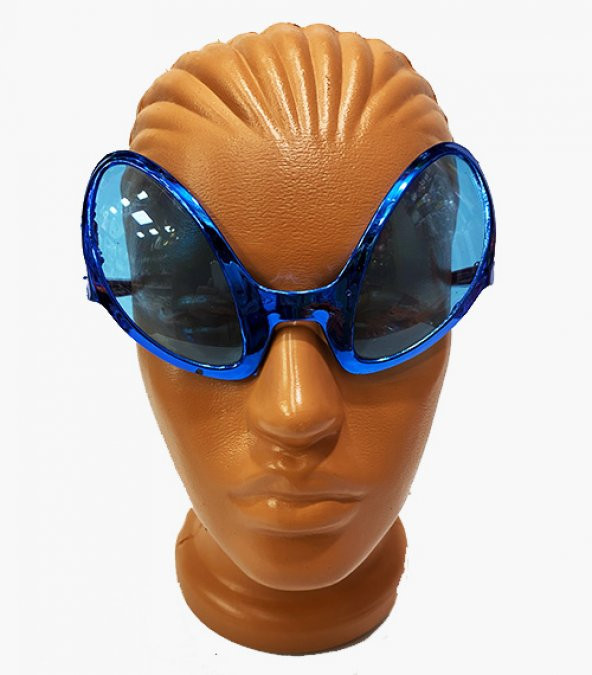 Parti Aksesuar Mavi Renk Alien Parti Gözlüğü Retro Parti Gözlüğü 8x13 cm - 1
