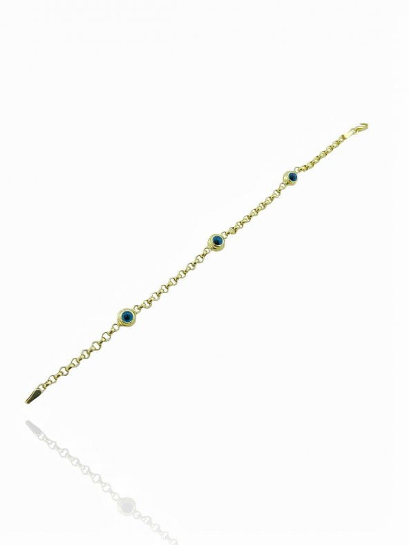 14 Ayar Altın Cam Göz Boncuk Efsane Model Günlük Bileklik - Resim 2